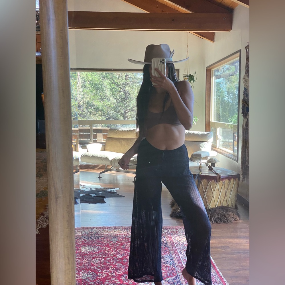 Beach style crochet pants black